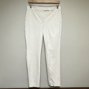 Talbots High Waist Slim Pants Women 8 Cream Chino Career Office Preppy Tapered